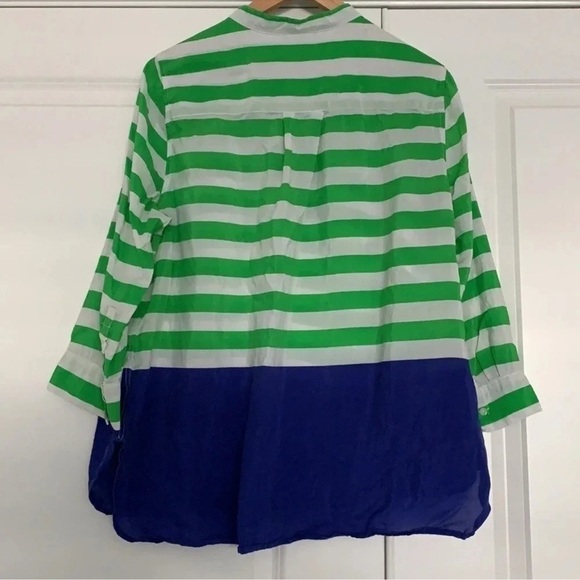 Green and Blue Striped Women’s Shirt - Picture 3 of 6